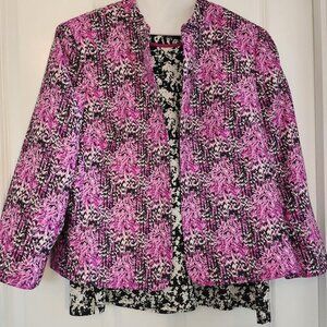 2 pieces -  Kasper Violet Pink + Black Fully lined flyaway jacket & shell  EUC